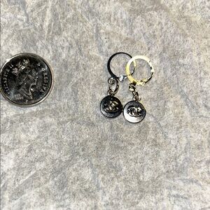 Silver Coin Charm Earrings